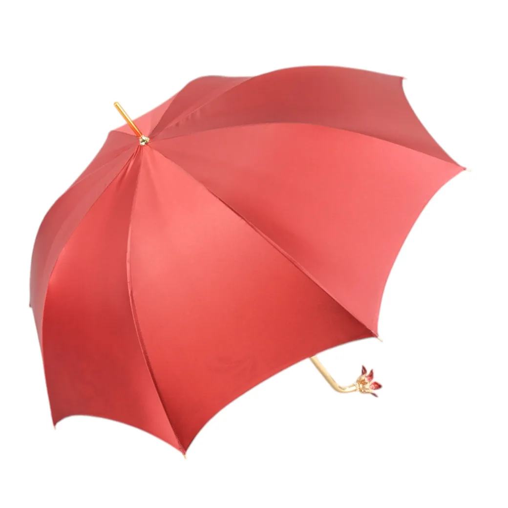 Elegant Floral Umbrella with Exquisite Red Flower Handle