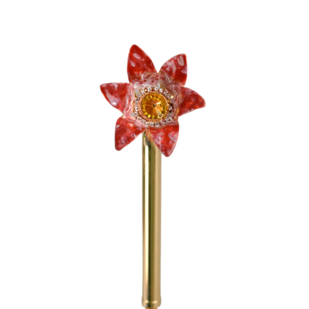 Elegant Floral Umbrella with Exquisite Red Flower Handle