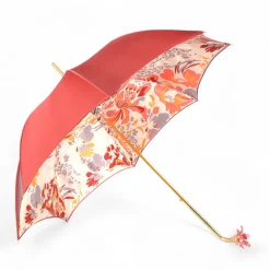 Elegant Floral Umbrella with Exquisite Red Flower Handle