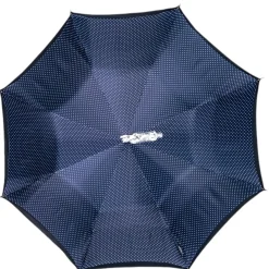 Elegant polka dot umbrella with silverplated horse handle