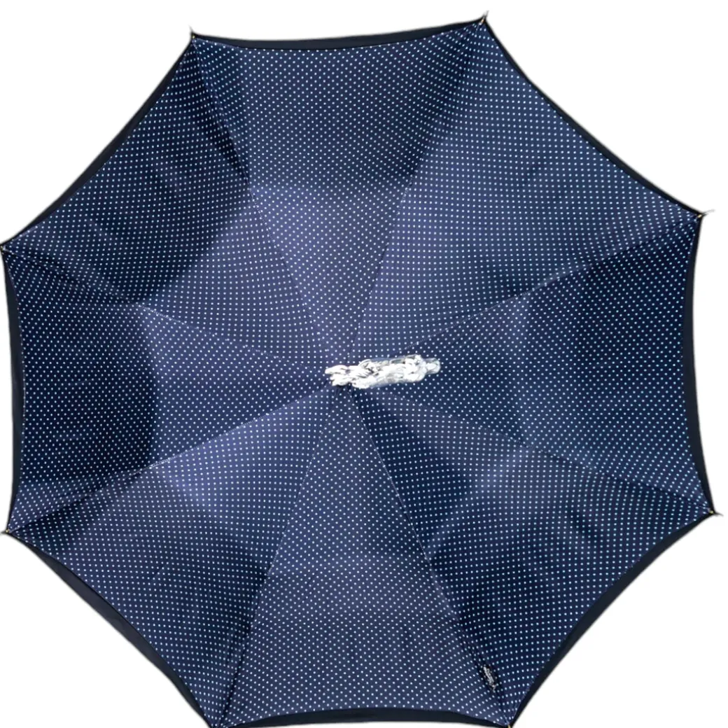 Elegant polka dot umbrella with silverplated horse handle