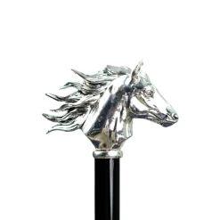 Elegant polka dot umbrella with silverplated horse handle