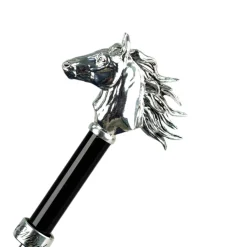 Elegant polka dot umbrella with silverplated horse handle
