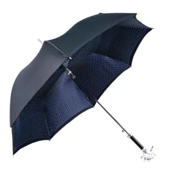 Elegant polka dot umbrella with silverplated horse handle