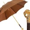 Elegant Tobacco Umbrella with Gold Ram