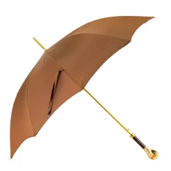 Elegant Tobacco Umbrella with Gold Ram