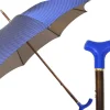 Elegant Umbrella with Blue Leather Handle and Beechwood Shaft