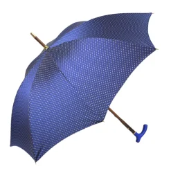 Elegant Umbrella with Blue Leather Handle and Beechwood Shaft