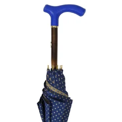 Elegant Umbrella with Blue Leather Handle and Beechwood Shaft