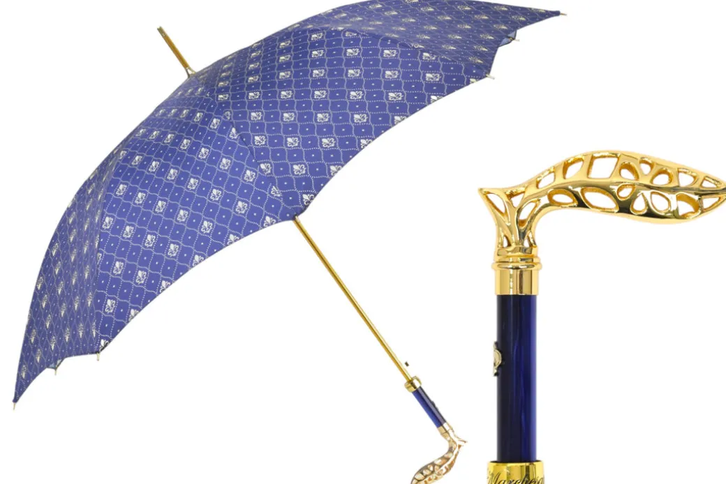 Elegant Umbrella with Filigree Metal Handle and Lily Design