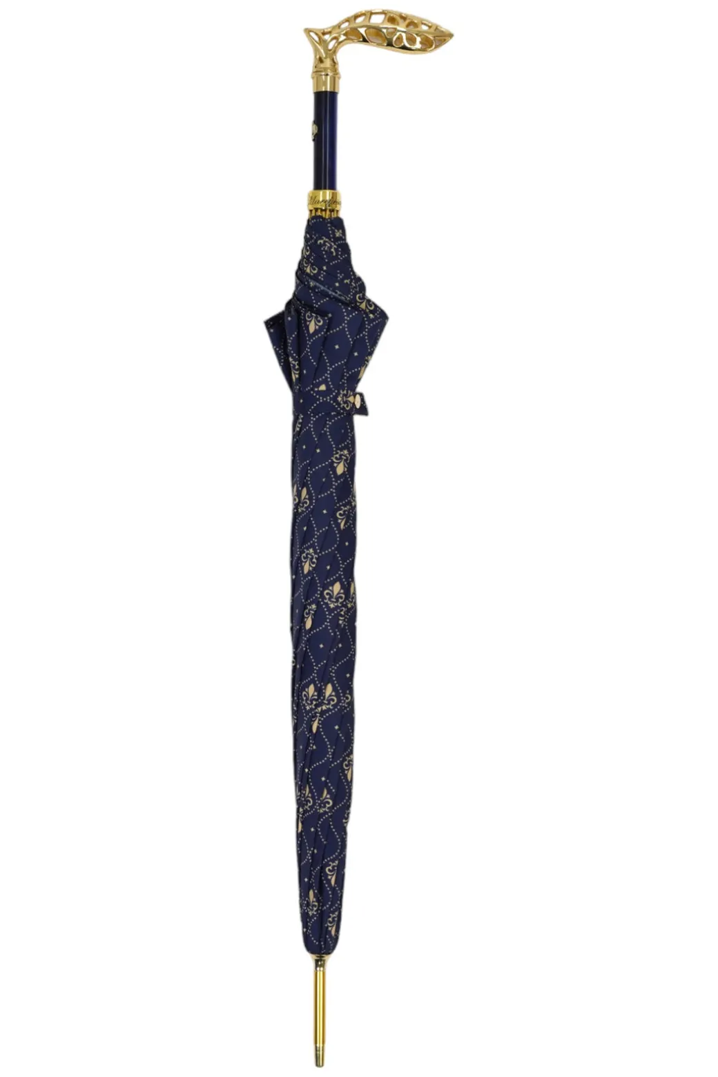 Elegant Umbrella with Filigree Metal Handle and Lily Design