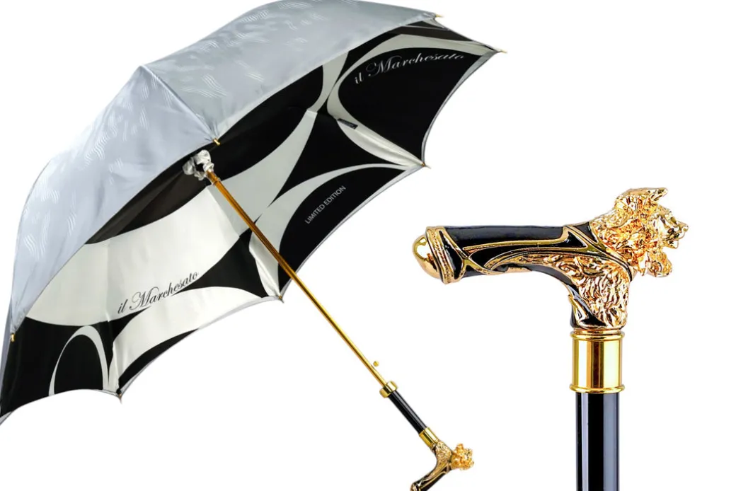 Elegant Umbrella with Gold-Plated Lion Handle – Limited Edition