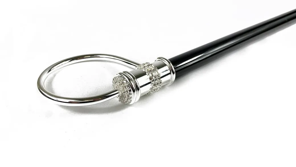 Elegante bastone da passeggio placcato argento da collezione