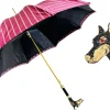 Elegante ombrello - Manico Dobermann placcato oro 24K