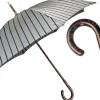 Elegante ombrello a strisce - manico in legno di faggio naturale fiammato