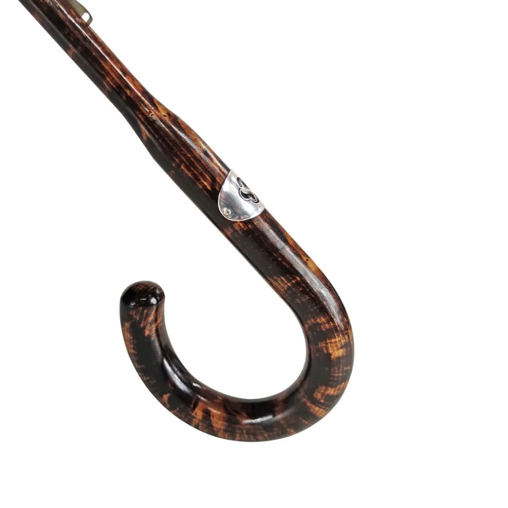 Elegante ombrello a strisce - manico in legno di faggio naturale fiammato