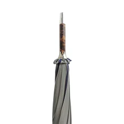 Elegante ombrello a strisce - manico in legno di faggio naturale fiammato