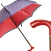 Elegante ombrello bordeaux - manico in pelle rossa fatto a mano