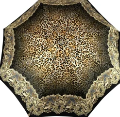 Elegante ombrello con disegno in pizzo e leopardo