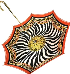 Elegante ombrello con stampa animalier interna, doppio tessuto
