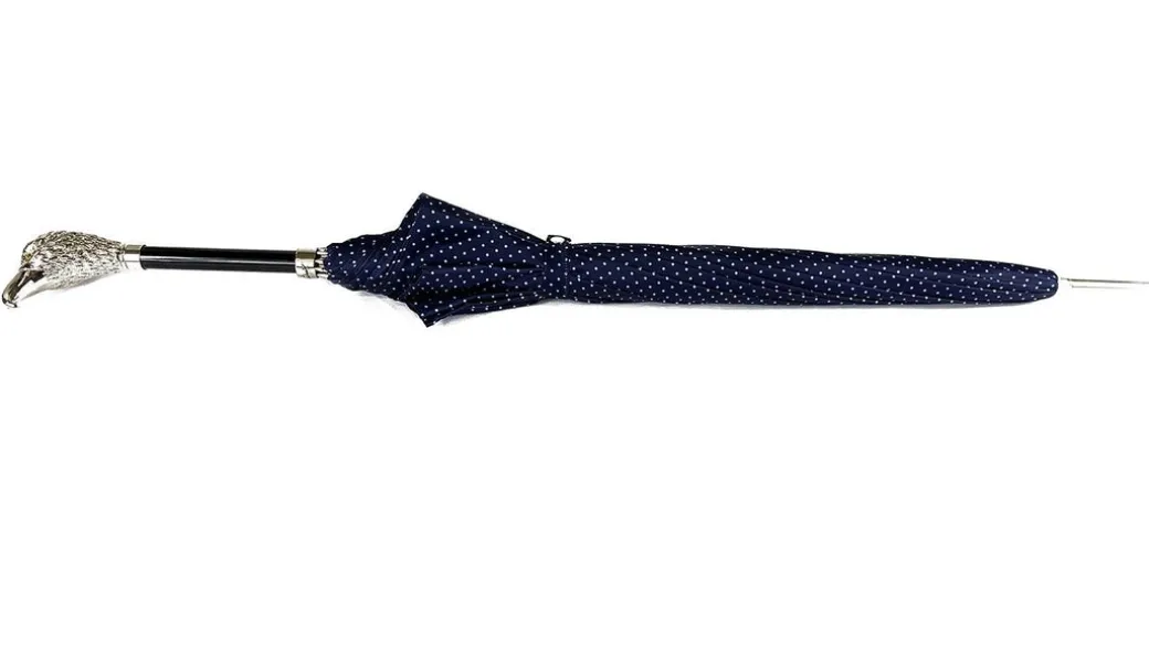 Elegante ombrello da uomo con falco placcato argento