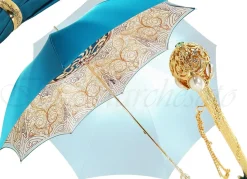 Elegante ombrello di lusso con sfumatura turchese - made in Italy