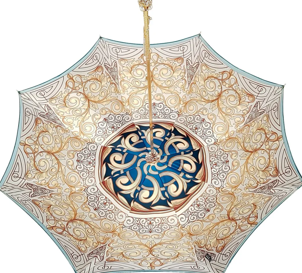 Elegante ombrello di lusso con sfumatura turchese - made in Italy