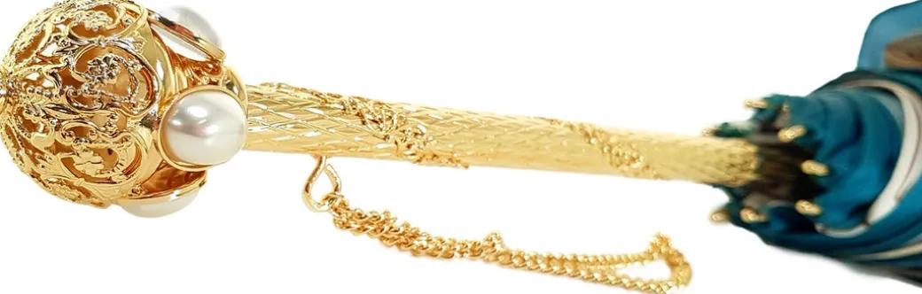 Elegante ombrello di lusso con sfumatura turchese - made in Italy