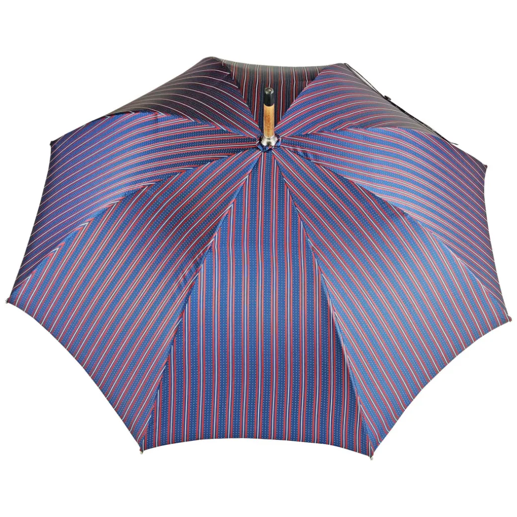 Elegante ombrello maschile con manico in pelle nera