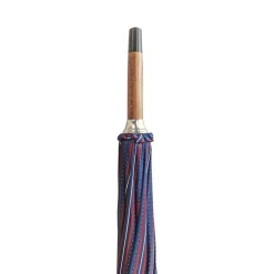 Elegante ombrello maschile con manico in pelle nera