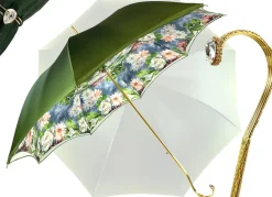 Elegante ombrello verde motivo floreale