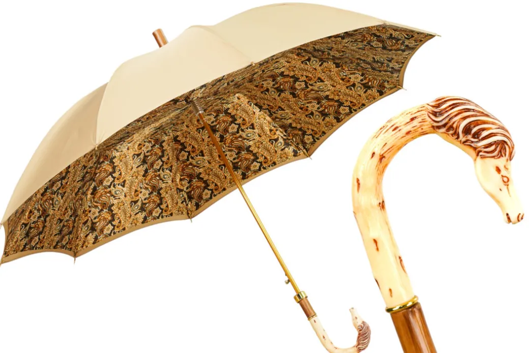 Equestrian Elegance: Luxury Handcrafted Men's Umbrella with Horse Hand