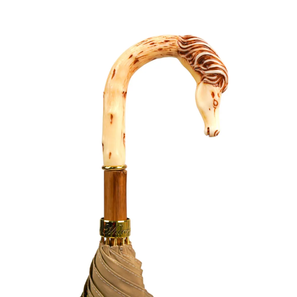Equestrian Elegance: Luxury Handcrafted Men's Umbrella with Horse Hand