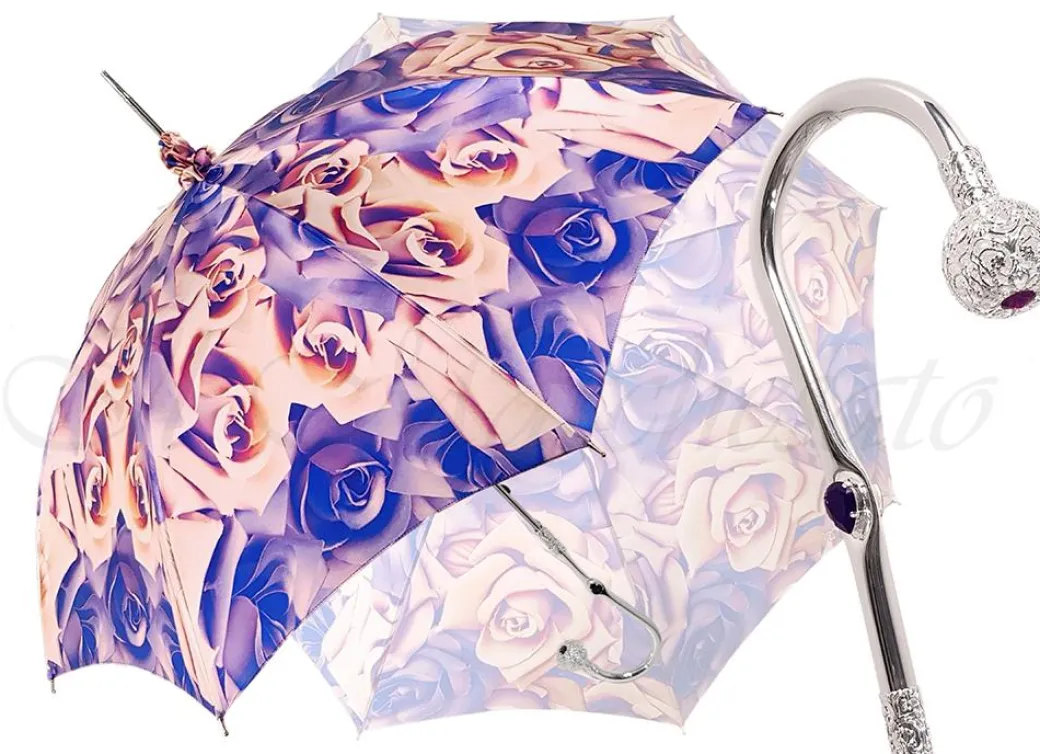 Esclusivo disegno violetto - impugnatura placcata in argento e cristal