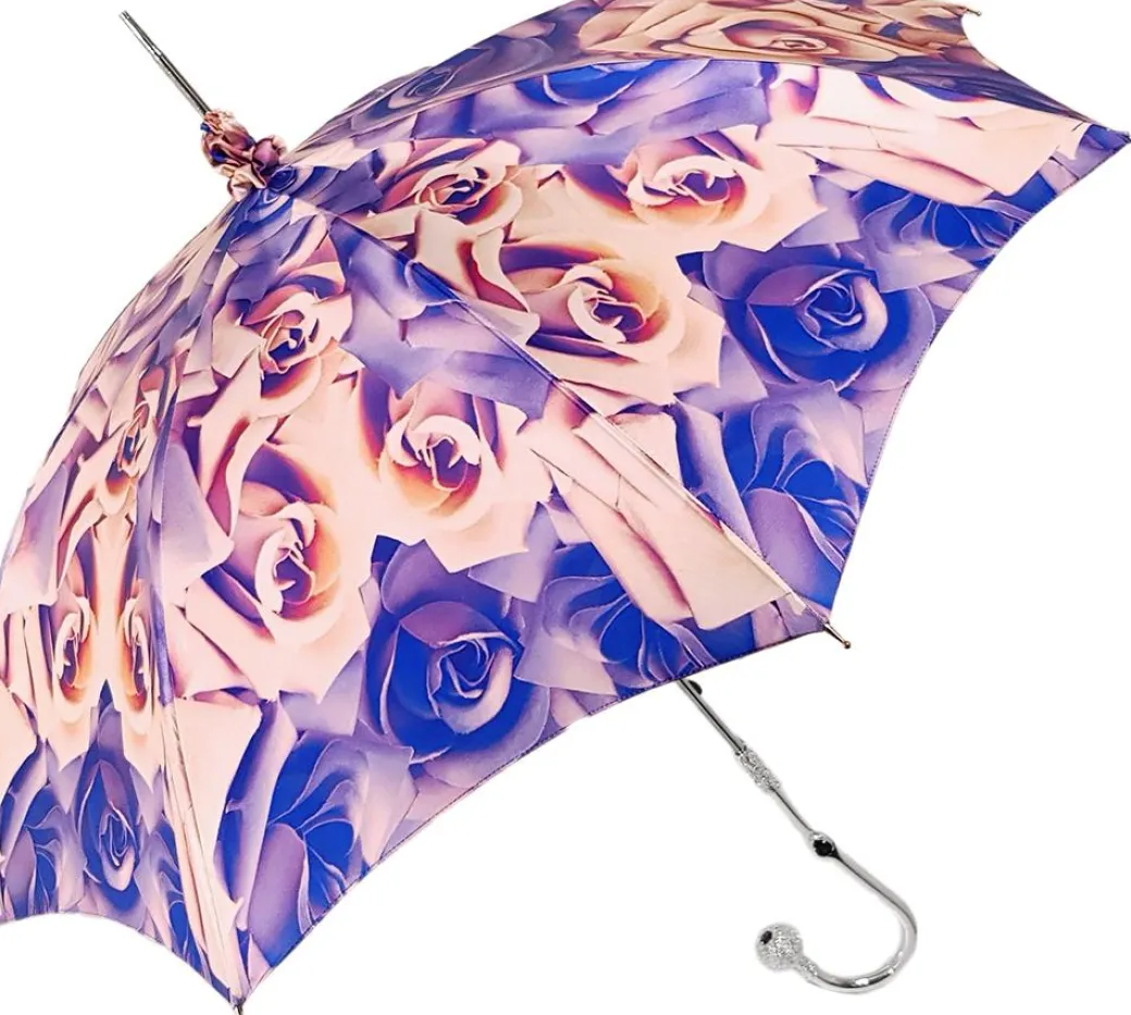 Esclusivo disegno violetto - impugnatura placcata in argento e cristal