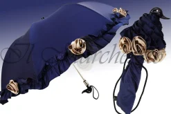 Esclusivo ombrello blu con rose crema