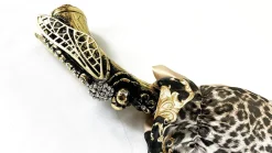 Esclusivo ombrello con Libellula placcata in oro 24K