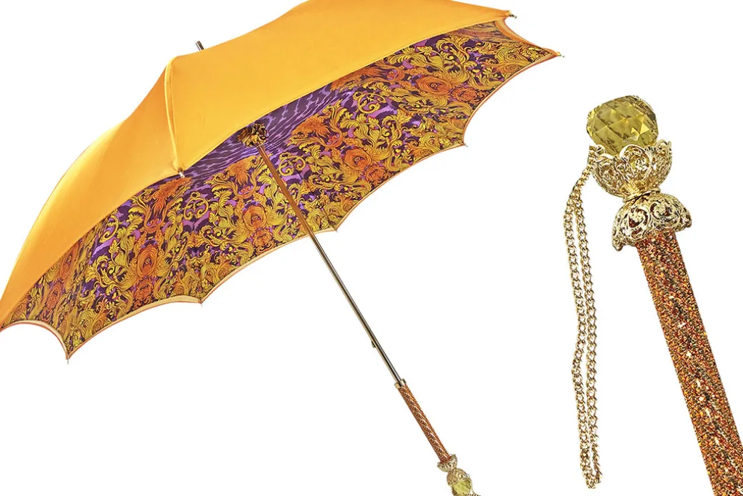 Fantastico ombrello arancione con stampa leopardata