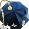Fantastico ombrello femminile con farfalle ricamate alla moda embrucciola