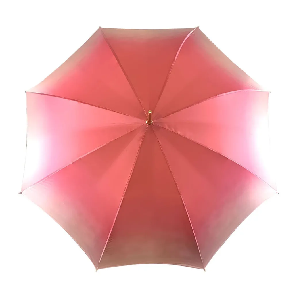 Fantastico ombrello rosa chiaro con speciale manico a fiori