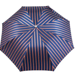 Foldable Umbrella with Stripes, Bamboo Handle