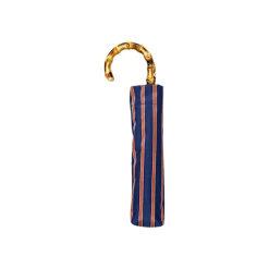 Foldable Umbrella with Stripes, Bamboo Handle