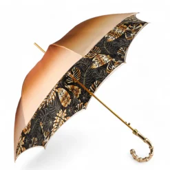 Golden Bamboo Umbrella with Exquisite Botanical Lining