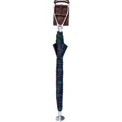 Handcrafted Leather Seat Umbrella- Tartan design