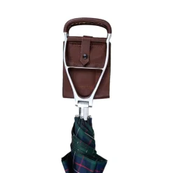 Handcrafted Leather Seat Umbrella- Tartan design
