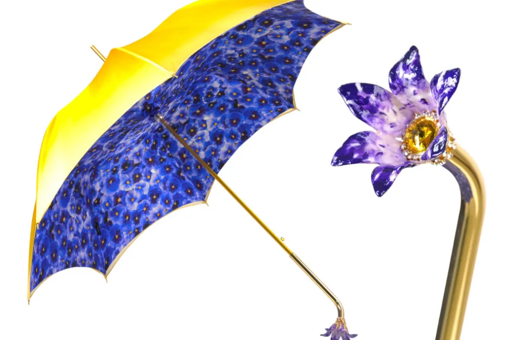 Handcrafted Umbrella with 24K Gold-Plated Hand-Painted Metal Flower Ha