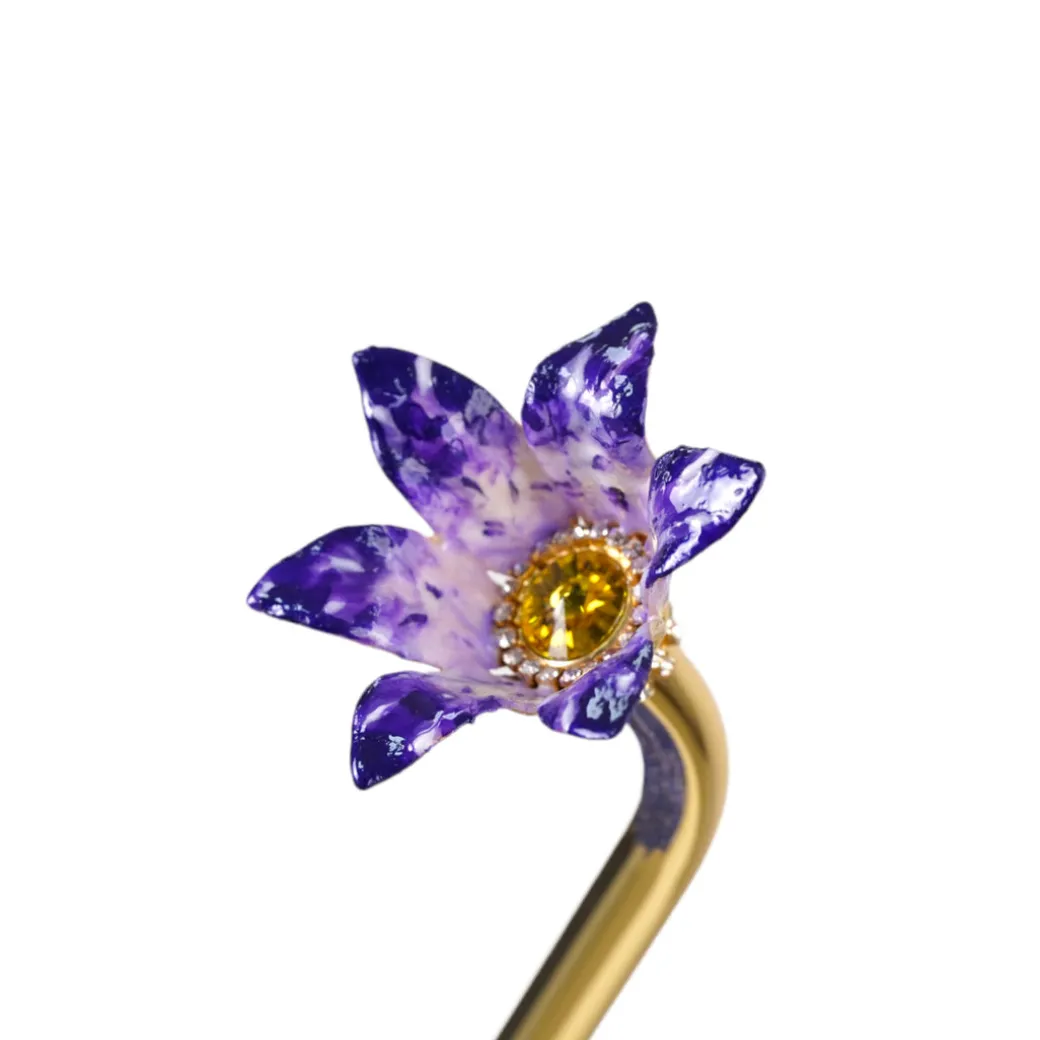 Handcrafted Umbrella with 24K Gold-Plated Hand-Painted Metal Flower Ha