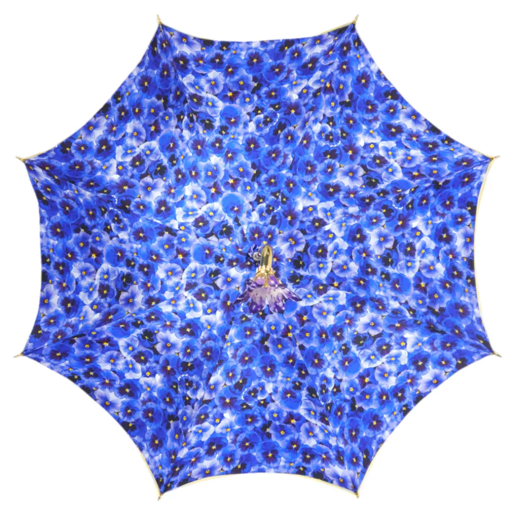 Handcrafted Umbrella with 24K Gold-Plated Hand-Painted Metal Flower Ha