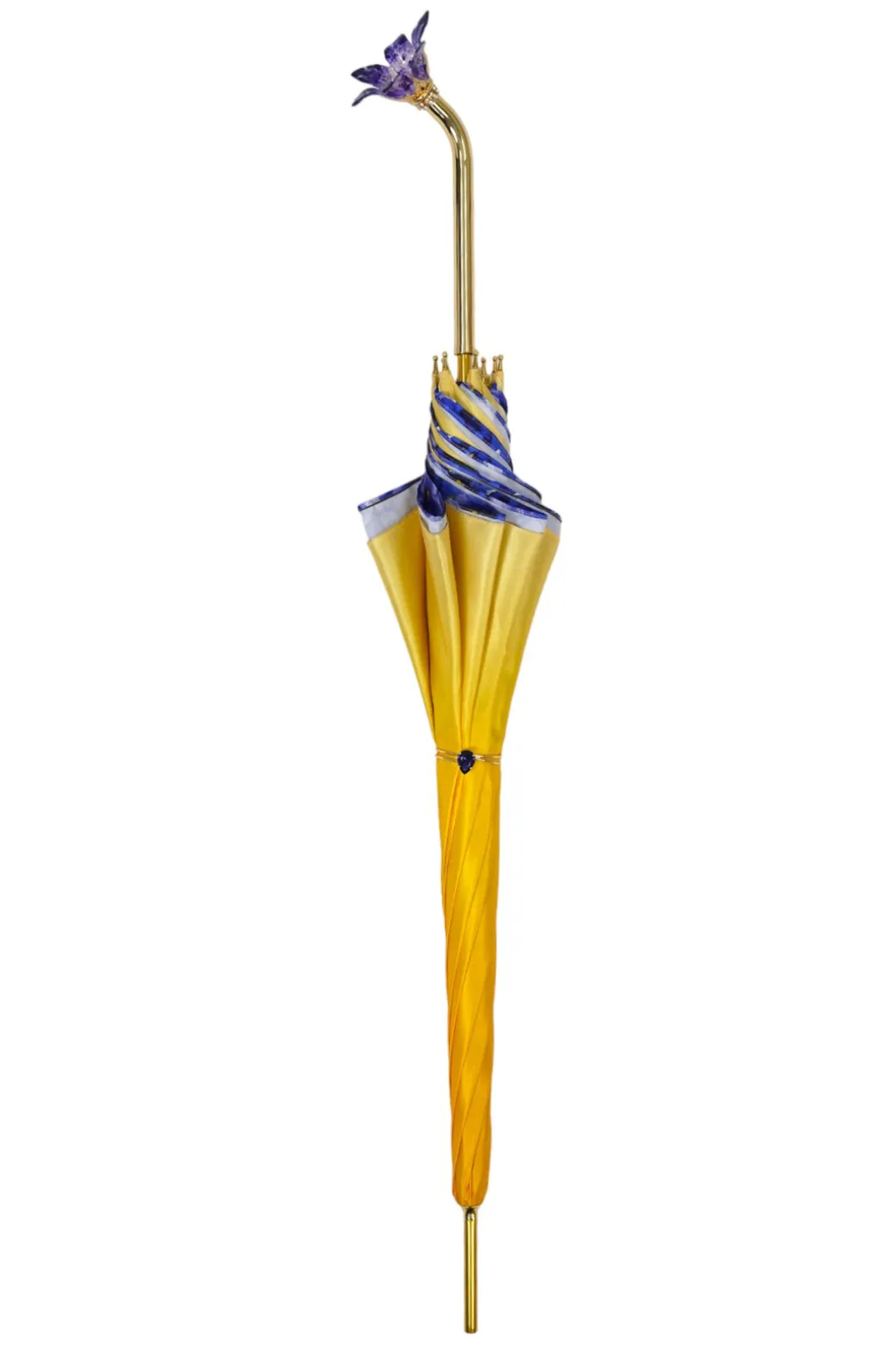 Handcrafted Umbrella with 24K Gold-Plated Hand-Painted Metal Flower Ha