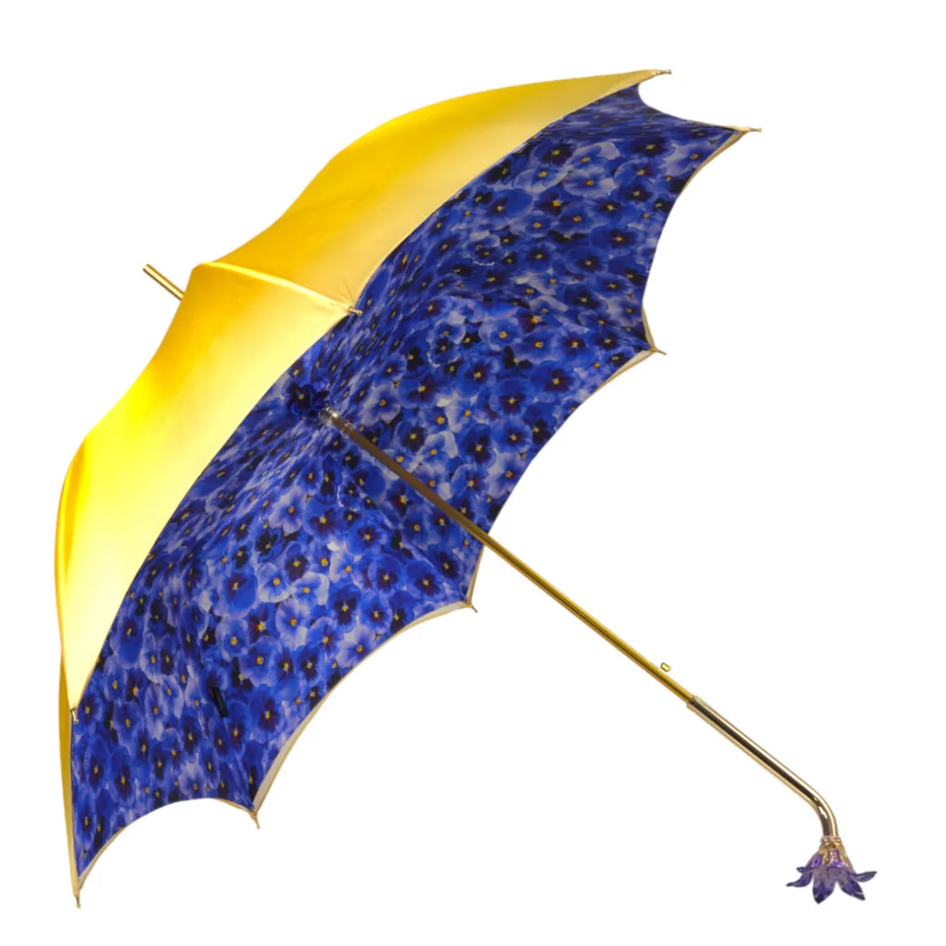 Handcrafted Umbrella with 24K Gold-Plated Hand-Painted Metal Flower Ha